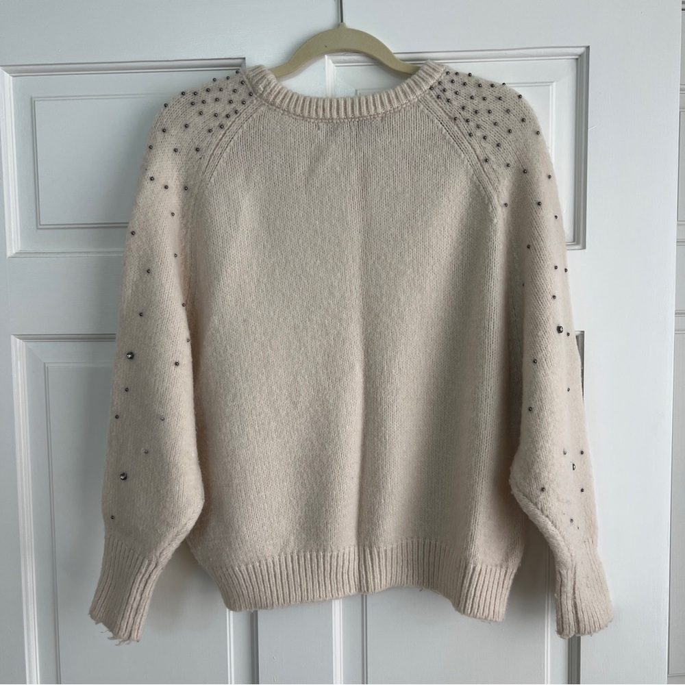 LIKE NEW Zara Cream Sweater with Embellishments - Picture 6 of 8